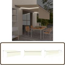 Auvent automatique store capteur de vent et led 5x3 m Crème - Auvent Retractable - Stores Exterieurs - Parasol - Abri Solaire - Tente De Jardin