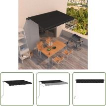 The Living Store Auvent manuel rétractable 450x350 cm Anthracite - Auvent Retractable - Store Banne - Parasol - Abri Extérieur - Jardin
