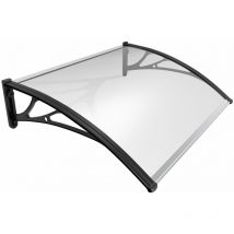 Vounot - Auvent de porte marquise 120x80 cm transparent en Polycarbonate anti uv Noir