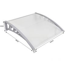 Aqrau Auvent de Porte et fenêtres, Marquise en polycarbonate, Auvent de Porte d'entrée Abri Protection Contre La Pluie et uv Gris Transparent