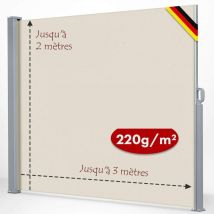 Auvent latéral extensible Paravent extérieur Brise Vue, Beige, 160 x 300 cm