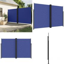 Auvent latéral rétractable bleu 220x1000 cm - Parasol - Écran D'intimité - Brise Vue - Voile D'ombrage - Auvent Retractable - Home & Living