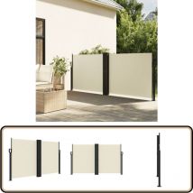 Auvent latéral rétractable crème 140x1200 cm - Parasol - Écran D'intimité - Brise Vue - Voile D'ombrage - Auvent Retractable