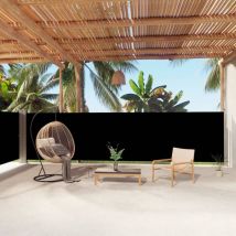 Auvent Latéral Rétractable - Auvent De Jardin Soleil Imperméable Noir 160x1000 Cm Bv887013 - Bonnevie