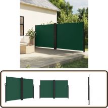 Auvent latéral rétractable vert foncé 160x1000 cm - Parasol - Écran D'intimité - Brise Vue - Voile D'ombrage - Auvent Retractable