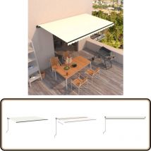 Auvent manuel rétractable 500x350 cm Crème - Auvent Retractable - Store Banne - Parasol - Abri Solaire - Terrasse