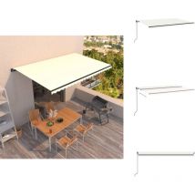 Auvent manuel rétractable 500x350 cm Crème - Auvent Retractable - Store Banne - Parasol - Abri Solaire - Terrasse