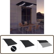 Auvent manuel rétractable avec led 300x250 cm Anthracite - Auvent - Pergola - Ombrage - Terrasse - Balcon