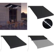 Auvent manuel rétractable avec led 300x250 cm Anthracite - Auvent - Pergola - Ombrage - Terrasse - Balcon - Home & Living