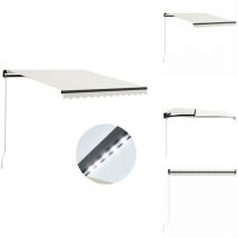 Auvent manuel rétractable avec led 300x250 cm Crème - Auvent - Pergola - Ombrage - Terrasse - Balcon