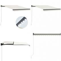 Auvent manuel rétractable avec led 300x250 cm Crème - Auvent - Pergola - Ombrage - Terrasse - Balcon - Home & Living