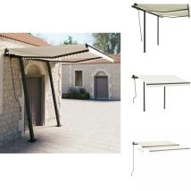 Auvent manuel rétractable avec led 3,5x2,5 m Crème - Auvent - Pergola - Abri Soleil - Store Extérieur - Tonnelle