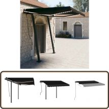 Auvent manuel rétractable avec led 3x2,5 m Anthracite - Store Exterieur - Auvent Retractable - Abri Soleil - Pergola Pliable - Protection Uv