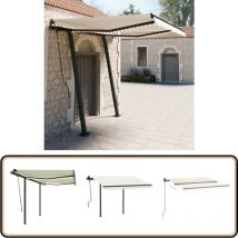 Auvent manuel rétractable avec led 3x2,5 m Crème - Auvent - Pergola - Abri Soleil - Stores Exterieurs - Protection Solaire
