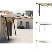 Auvent manuel rétractable avec led 3x2,5 m Crème - Auvent - Pergola - Abri Soleil - Stores Exterieurs - Protection Solaire
