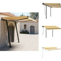 Auvent manuel rétractable avec led 3x2,5 m Jaune et blanc - Auvent - Pergola - Abri Soleil - Store Extérieur - Tonnelle