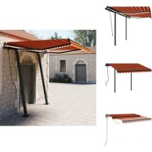 Auvent manuel rétractable avec led 3x2,5 m Orange et marron - Auvent - Pergola - Abri Soleil - Store Extérieur - Ombrage