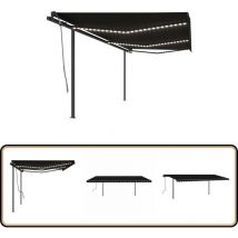 Auvent manuel rétractable avec led 6x3 m Anthracite - Auvent - Pergola - Abri Soleil - Store Extérieur - Tonnelle