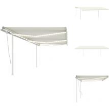 Auvent manuel rétractable avec led 6x3,5 m Crème - Auvent Retractable - Store Banne - Parasol - Abri Extérieur - Terrasse