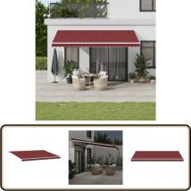 Auvent manuel rétractable avec led bordeaux 500x350 cm - Auvent Retractable - Parasol - Abri Solaire - Terrasse - Jardin