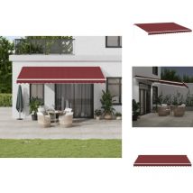 Auvent manuel rétractable avec led bordeaux 500x350 cm - Auvent Retractable - Parasol - Abri Solaire - Terrasse - Jardin