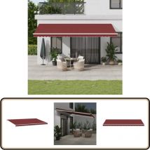 Auvent manuel rétractable avec led bordeaux 600x350 cm - Auvent Retractable - Parasol - Abri Solaire - Terrasse - Jardin