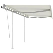 Auvent manuel rétractable avec poteaux 3x2,5 m Crème