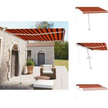 Auvent manuel rétractable sur pied 300x250 cm Orange et marron - Auvent Retractable - Parasol - Abri Solaire - Terrasse - Jardin