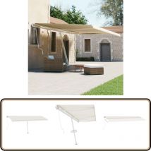Auvent manuel rétractable sur pied 600x300 cm Crème - Auvent Retractable - Pergola Bioclimatique - Abri Soleil - Stores Exterieurs - Parasol Mural