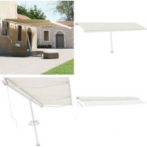 Auvent manuel rétractable sur pied 600x300 cm Crème - Auvent Retractable - Pergola Bioclimatique - Abri Soleil - Stores Exterieurs - Parasol Mural