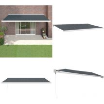 Auvent rétractable anthracite 5x3 m tissu et aluminium - Auvent Retractable - Pergola Mural - Abri Terrasse - Ombrage Exterieur - Stores Exterieurs
