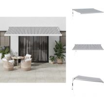 Auvent rétractable anthracite et blanc 4x3 m tissu et aluminium - Auvent Rétractable - Abri Solaire - Pergola Murale - Protection Solaire - Parasol