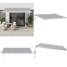 Auvent rétractable anthracite et blanc 4x3 m tissu et aluminium - Auvent Rétractable - Abri Solaire - Pergola Murale - Protection Solaire - Parasol