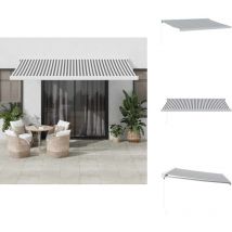 Auvent rétractable anthracite et blanc 4x3 m tissu et aluminium - Auvent Retractable - Pergola Mural - Abri Terrasse - Ombrage Exterieur - Stores