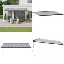 Auvent rétractable anthracite et blanc 5x3 m tissu et aluminium - Auvent Retractable - Pergola Extensible - Abri Solaire - Parasol Mural - Protection