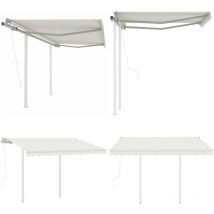 Auvent rétractable automatique avec poteaux 3,5x2,5 m Crème - auvent rétractable - auvents rétractables - Home & Living