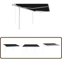 Auvent rétractable automatique avec poteaux 4x3 m Anthracite - Auvent Retractable - Abri Solaire - Parasol Exterieur - Pergola Pliable - Protection