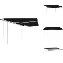 Auvent rétractable automatique avec poteaux 4x3 m Anthracite - Auvent Retractable - Abri Solaire - Parasol Exterieur - Pergola Pliable - Protection