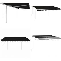 Auvent rétractable automatique avec poteaux 4x3 m Anthracite - Auvent Retractable - Abri Solaire - Parasol Exterieur - Pergola Pliable - Protection
