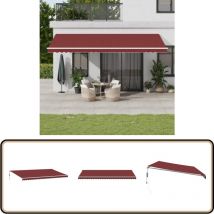 Auvent rétractable automatique bordeaux 600x300 cm - Auvent Retractable - Parasol - Abri Solaire - Protection Uv - Terrasse