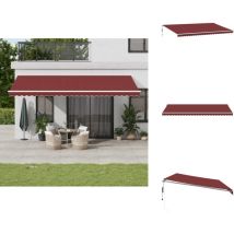 Auvent rétractable automatique bordeaux 600x300 cm - Auvent Retractable - Parasol - Abri Solaire - Protection Uv - Terrasse