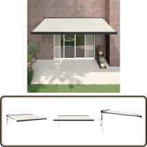 Auvent rétractable crème 4,5x3 m tissu et aluminium - Store Véranda - Abri Solaire - Pergola Extensible - Protection Solaire - Parasol Mural