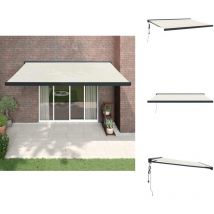 Auvent rétractable crème 4,5x3 m tissu et aluminium - Store Véranda - Abri Solaire - Pergola Extensible - Protection Solaire - Parasol Mural