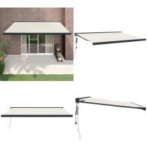 Auvent rétractable crème 4,5x3 m tissu et aluminium - Store Véranda - Abri Solaire - Pergola Extensible - Protection Solaire - Parasol Mural - Home &
