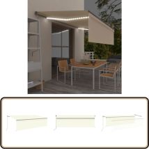 Auvent rétractable manuel avec store et led 5x3 m Crème - Auvent Retractable - Parasol Exterieur - Abri Soleil - Protection Uv - Intimité Jardin