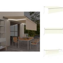 Auvent rétractable manuel avec store et led 5x3 m Crème - Auvent Retractable - Parasol Exterieur - Abri Soleil - Protection Uv - Intimité Jardin