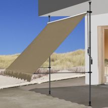 Auvent Rétractable 200x130 cm Manuel Store Fenêtre Terrasse Jardin Extérieur Store Balcon Beige
