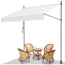 Swanew Auvent manuel Store à pince Auvent à Pince Auvent pour balcon Store de fenêtre Store de balcon sans percer, anti-UV 350cm Crème
