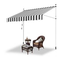 Swanew Auvent manuel Store à pince Auvent à Pince Auvent pour balcon Store de fenêtre Store de balcon sans percer, anti-UV 300cm Blanc Gris