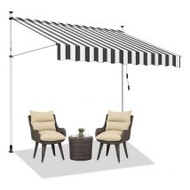 Swanew Auvent manuel Store à pince Auvent à Pince Auvent pour balcon Store de fenêtre Store de balcon sans percer, anti-UV 250cm Blanc Gris